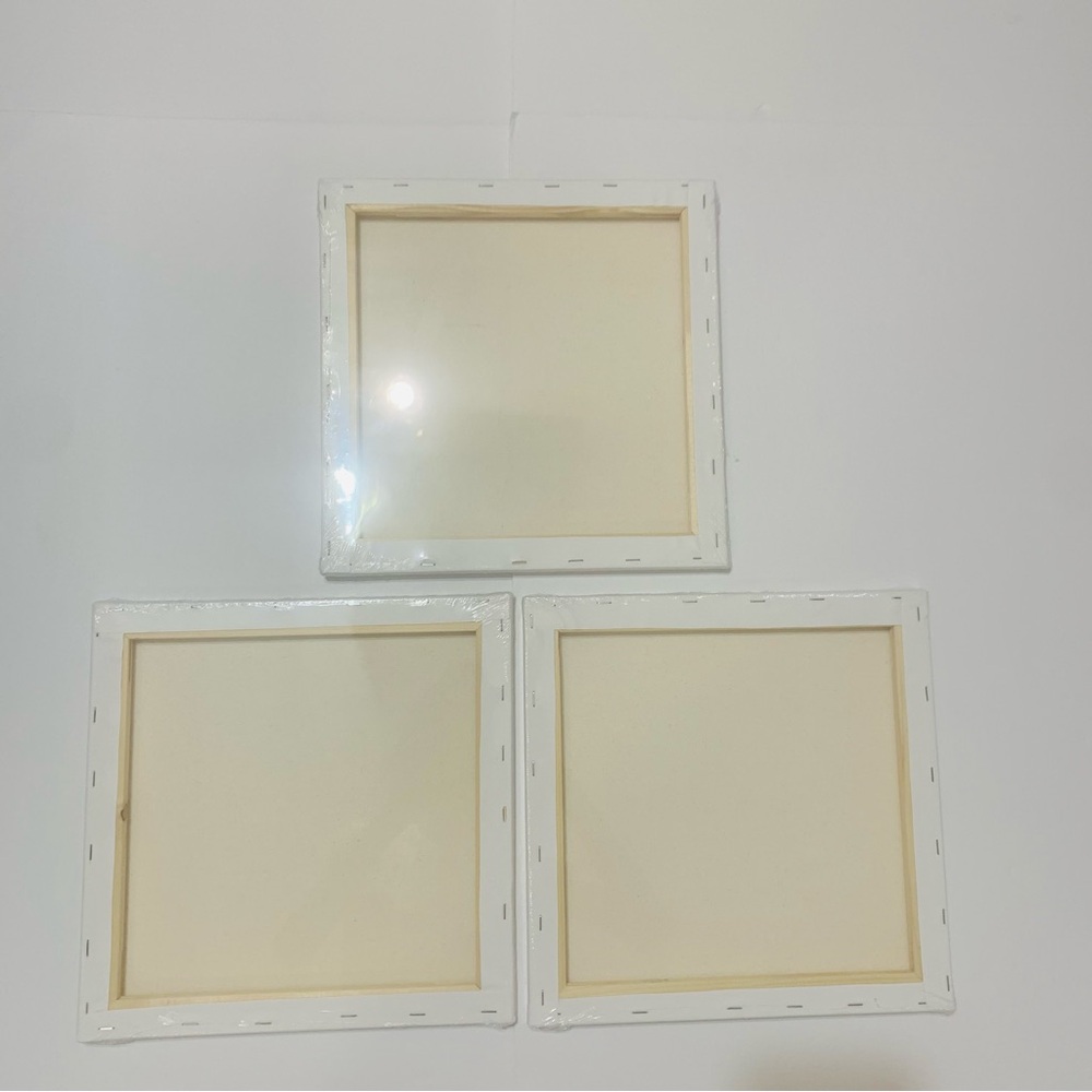 Stretched Blank Canvas Set Of 3 12 x 12 Inches New - Picture 5 of 10